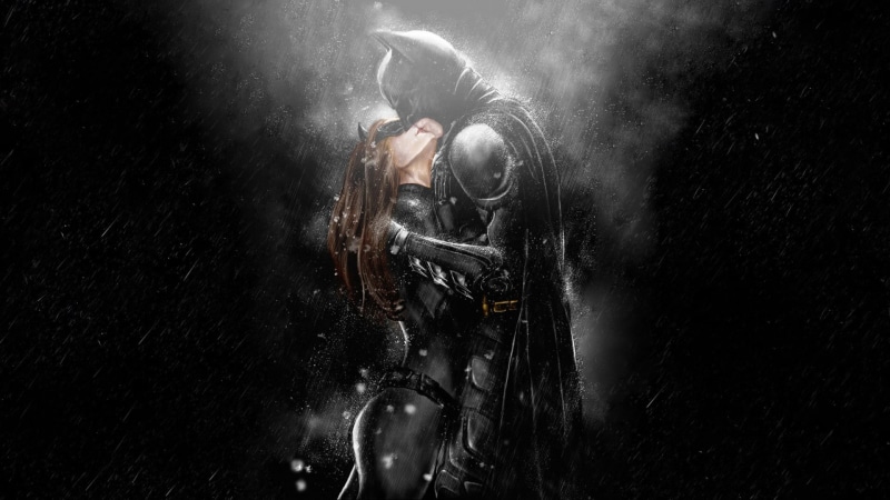 illustration, black background, smoke - physical structure, Catwoman, adult, Batman, aggression, holding, communication, nature, clothing, gas mask, 1080P