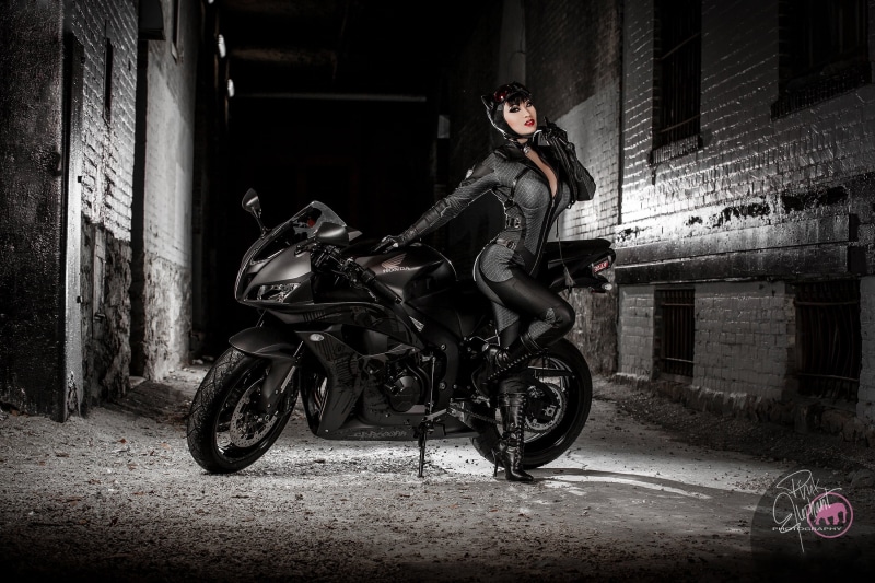 men, sports, retro Styled, Catwoman, biker, riding, ride, motorcycle Racing, helmet, leather, built structure, transportation, girl, full length, 1080P