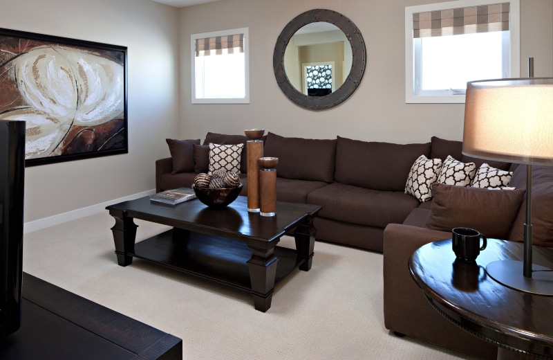 picture frame, flat screen, day, flooring, 4K, luxury, absence, no people, living rooms, sectional, side table, indoors, frame, domestic room, home interior