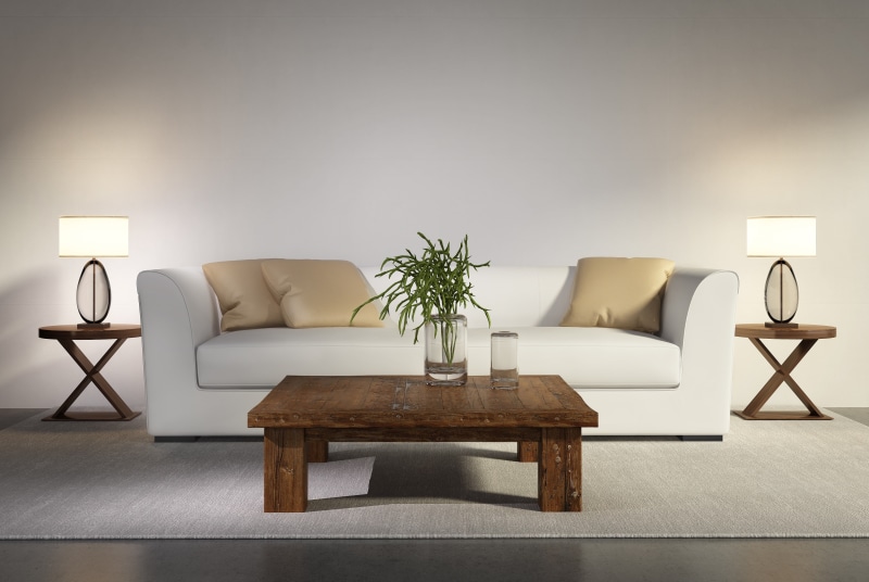 Contemporary, comfortable, white, luxury, wooden, interior, nature, wood - Material, potted plant, cushion, absence, chair, armchair, coffee table, relaxation