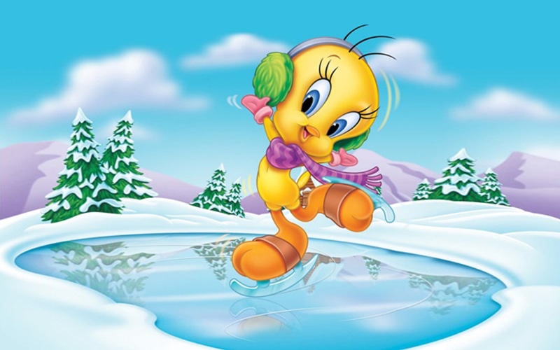 dancing, hd, pc, ice, tablet, desktop, skating, 2K, cartoon, bird, tunes, looney, mobile, art, phones, tweety