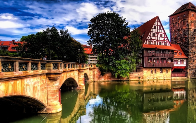 nature, transportation, old building, built structure, architecture, 1080P, bricks, bridge, old, house, trees, bridge - man made structure, old bridge