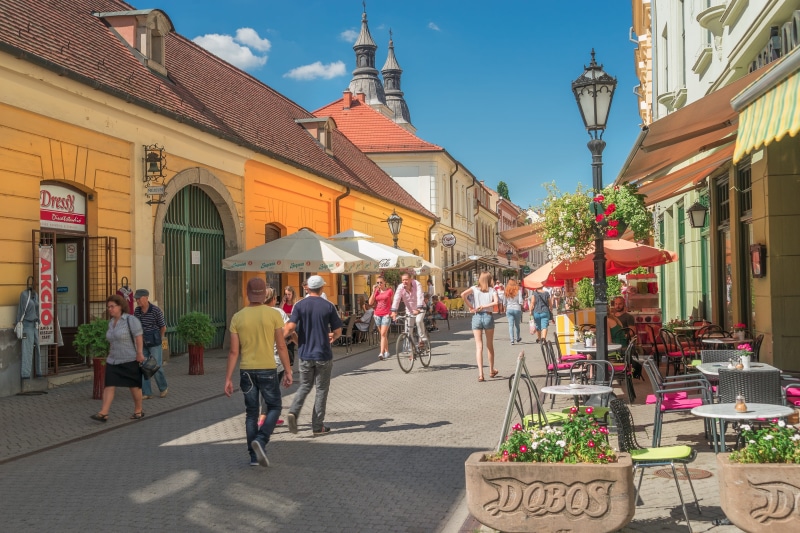 construction, group of people, built structure, street, building exterior, architecture, green, street market, Hungary, hungary, buildings, cityscape, Eger
