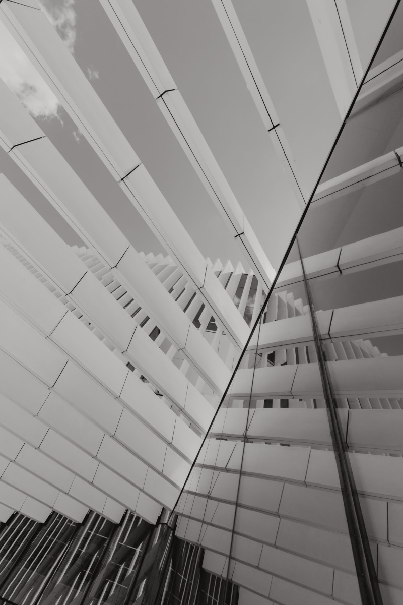 no people, minimalist, modern, headquarters, nature, white, architectural feature, cable, architect, architecture, glass - material, sky, low angle view