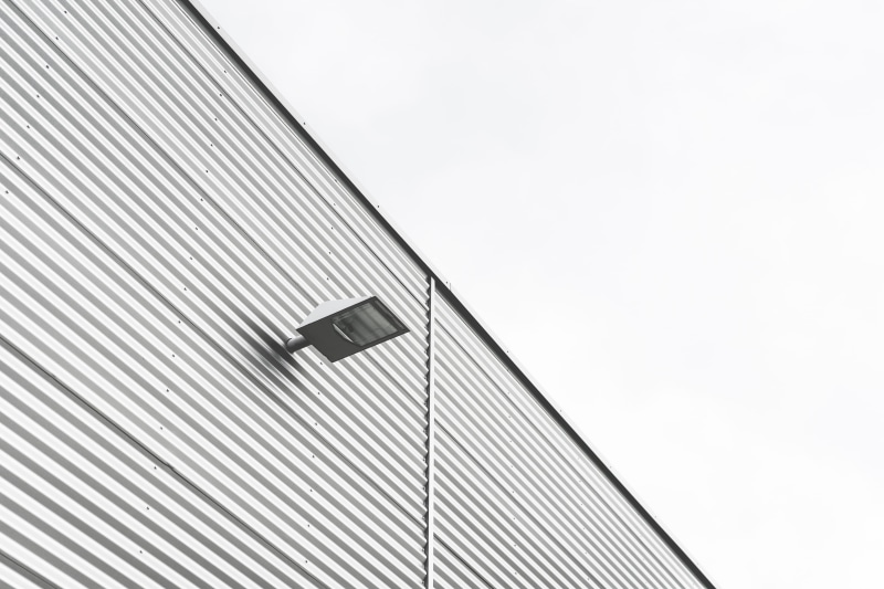 security camera, day, buildings, Minimalism, Architecture, wall - building feature, security system, close-up, low angle view, metal, built structure, light