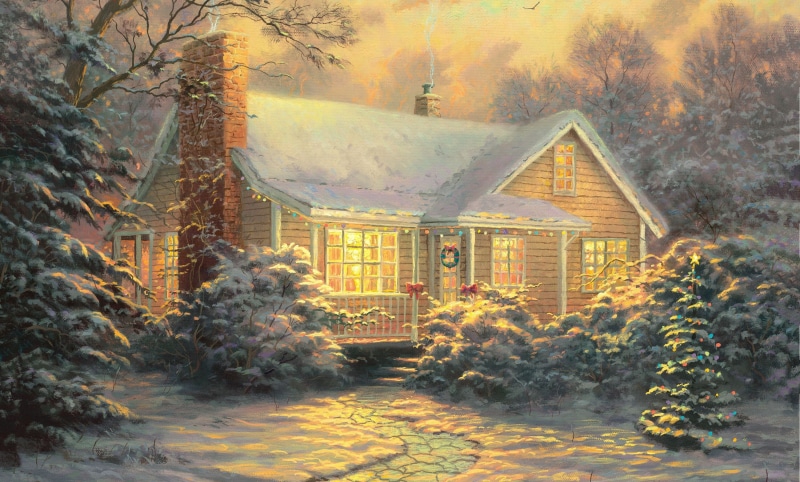 night, no People, outdoors, autumn, wood - Material, lights, Thomas Kinkade, architecture, christmas decoration, picture, growth, non-Urban Scene, change