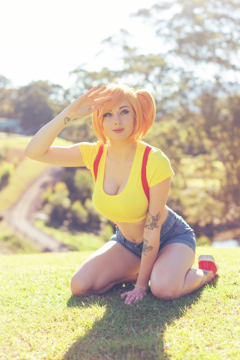 full length, costume, day, suspenders, redhead, model, young women, inked girls, portrait, Misty, exercising, jean shorts, beautiful woman, cosplay, hair