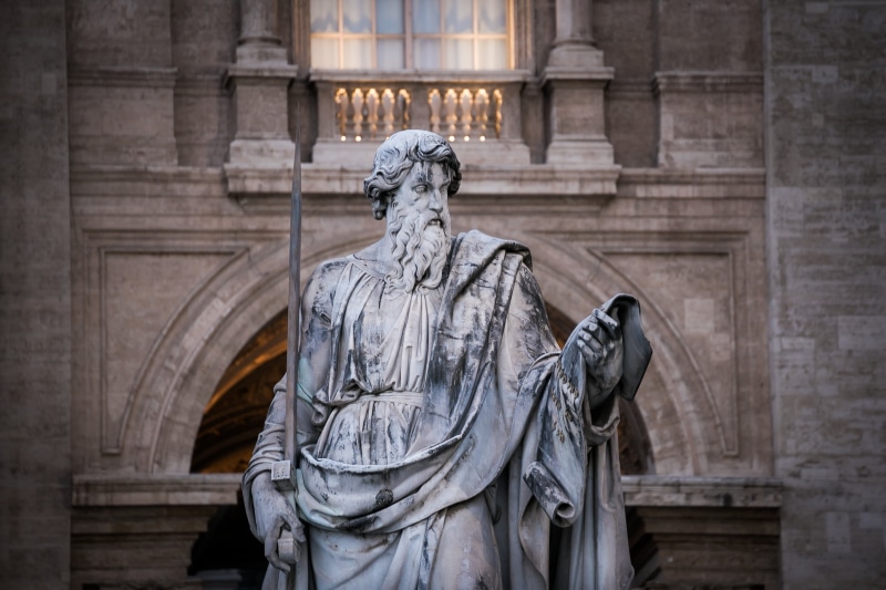 photo, memorial, male likeness, holding, art and craft, no people, papal, 2K, sculpture, san, roman, day, man, saint paul, catholicism, bar, creativity
