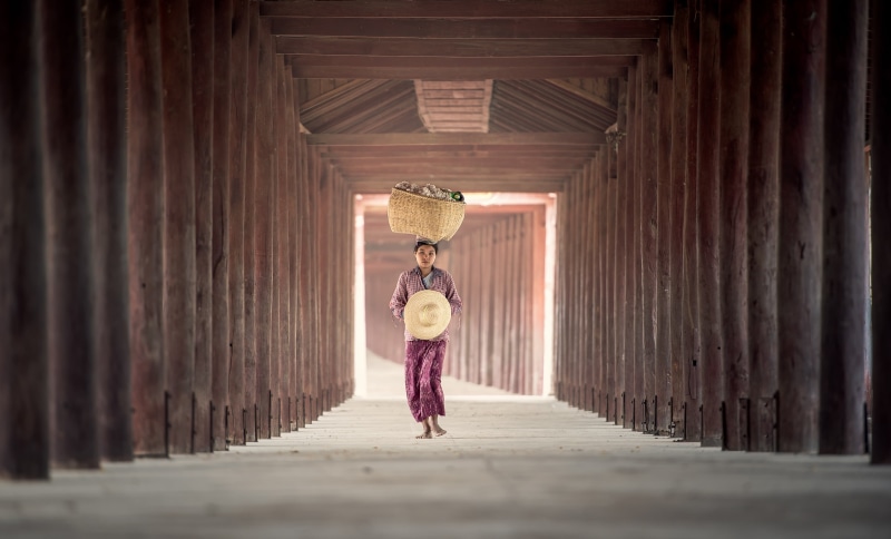 food, basket, indoors, rice seeds, lady, face, people, the village, the country, footpath, agriculture, one young woman only, built structure, woman, architectural column