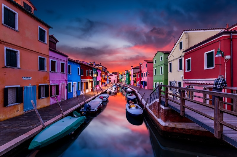 travel, italie, city, canal, sunset, 5K, beautiful, Burano, house, architecture, secret, italy, venice - Italy, famous Place, italia, urban Scene, europe