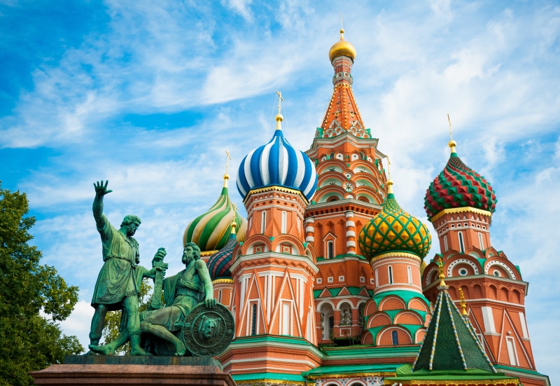 red, city, statue, orthodox, symbol, Russia, cloud - sky, cathedral, sky, 5K, St. Basils Cathedral, brick, red Square, building Exterior, monument, outdoors
