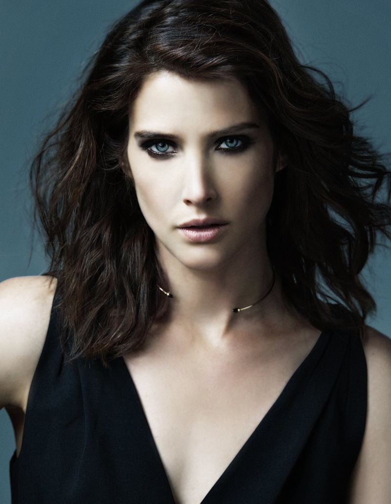 fashion, Cobie Smulders, portrait, glamour, beautiful people, long hair, brunette, young adult, human hair, black dress, studio shot, brown hair, blue eyes