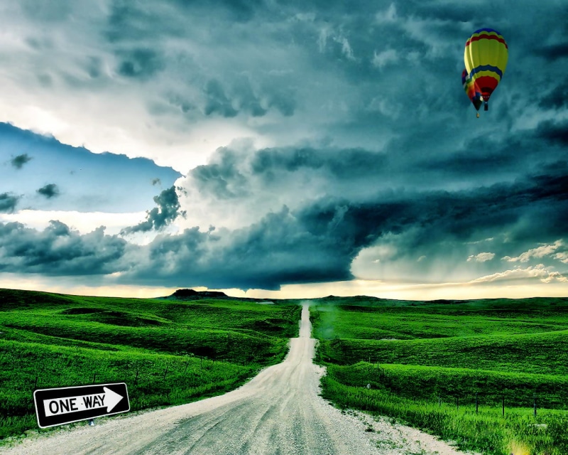 grass, nature, daytime, two, black, cloud - Sky, air, road, balloons, hill, green grass, field, One Way, yellow, grass field, summer, mid, hot, rural Scene