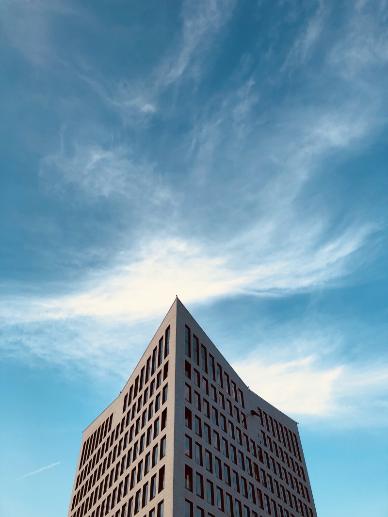 building exterior, outdoors, triangle shape, tower, point, window, urban, high, photography, office building exterior, timișoara, tall - high, corner, city