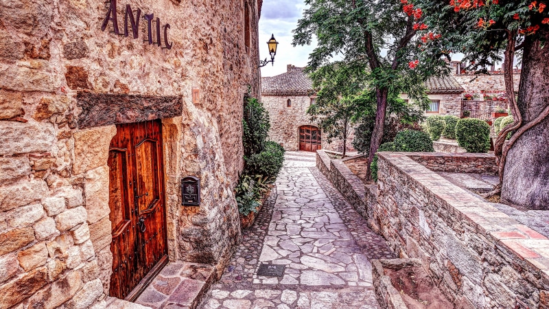 old town, town, hacienda, spain, wall, house, architecture, history, alley, pals, facade, street, catalonia, tree, europe, medieval town, window, 4K, neighbourhood