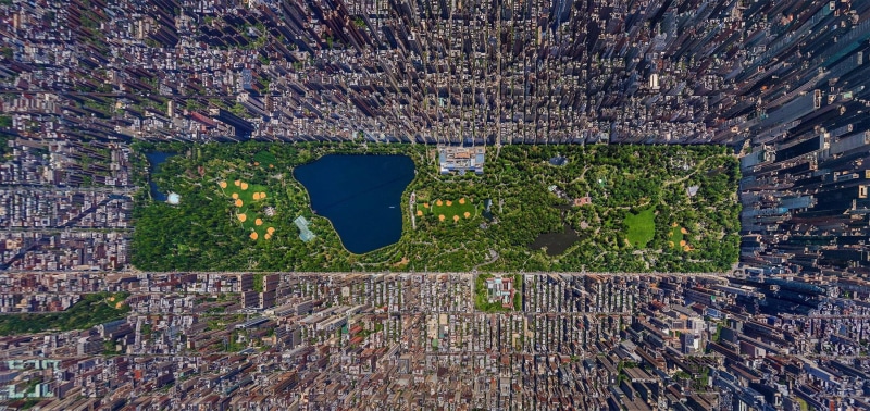 Central Park, aerial view, New York City, USA, city, green, 1080P, landscape, colorful, cityscape