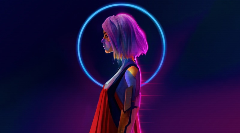 Girl, Short Hair, Sci Fi, Cyborg, Pink Hair, 2K