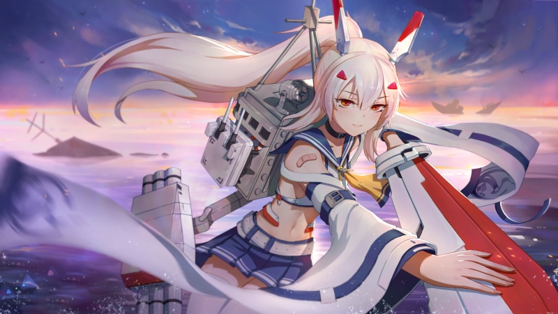 White Hair, 2K, Red Eyes, Azur Lane, Long Hair, Anime, Ayanami (Azur Lane), Sword