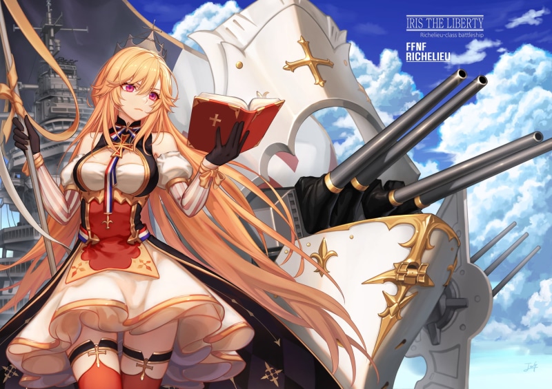 Anime, French Naval Forces, Richelieu (Azur Lane), Blonde, 1080P, Purple Eyes, Long Hair, Azur Lane