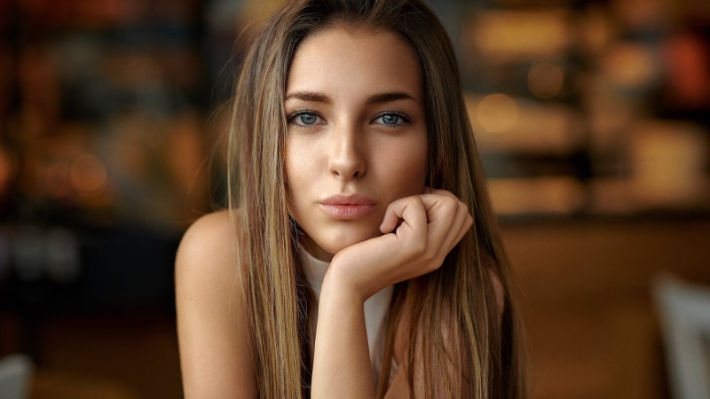 sitting, indoors, fashion, happiness, face, young Women, cute, portrait, looking At Camera, bare shoulders, flirting, real People, enjoyment, Giusy Iacobello