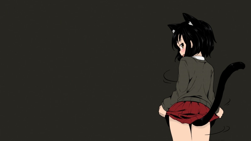 anime, cat tail, short skirt, 1080P, Broiler, cat ears, short hair, schoolgirl, school uniform, cat girl, manga, anime girls