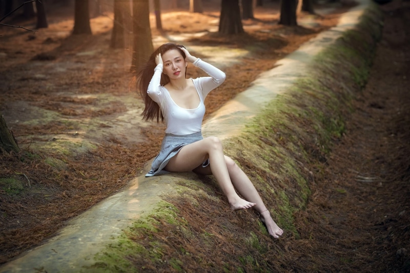 Asian, women, barefoot, women outdoors, legs, 1080P
