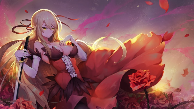 beauty in nature, close-up, gloves, creativity, 1080P, fragility, blonde, growth, nature, outdoors, illuminated, Oshino Shinobu, flower, flower head, festival