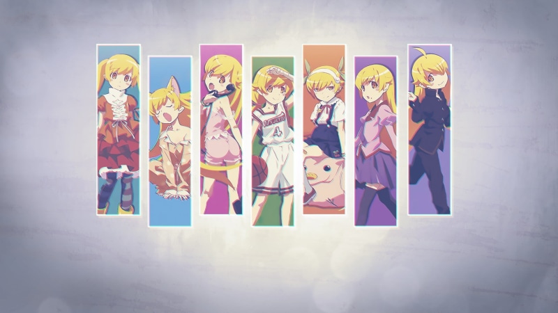 indoors, variation, studio shot, 1080P, Oshino Shinobu, wall - building feature, human representation, digital composite, anime girls, still life, choice