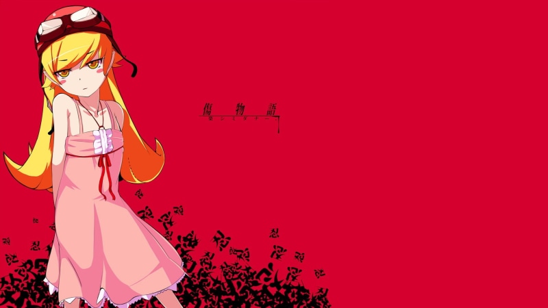 fun, pink color, anime, studio shot, digital, copy space, representation, no people, clothing, Oshino Shinobu, side view, haired, character