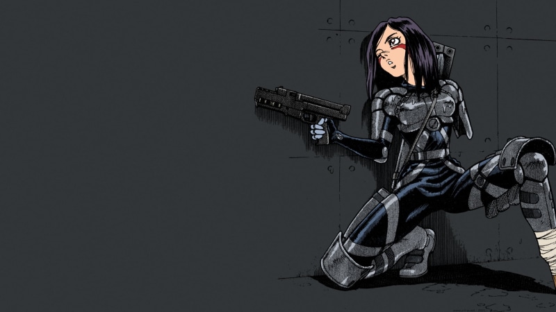 GUNNM, 1080P, Gally, cyborg, Alita, short hair, anime girls, Battle Angel Alita, Yukito Kishiro, bandage, Alita: Battle Angel, anime, manga, black hair