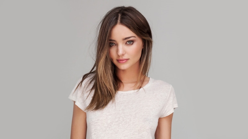 women, young women, hair, teenager, brunette, long hair, brown hair, studio shot, 1080P, indoors, casual clothing, young adult, beauty, Miranda Kerr, looking at camera