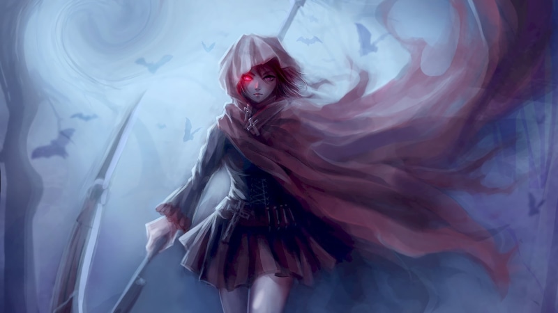 anime girls, beauty, young adult, indoors, anime, creativity, clothing, scythe, women, one person, portrait, studio shot, digital composite, fashion, real people
