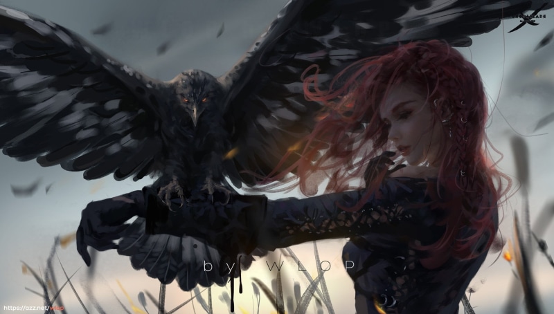 anime girls, WLOP, Ghost + Blade, 720P