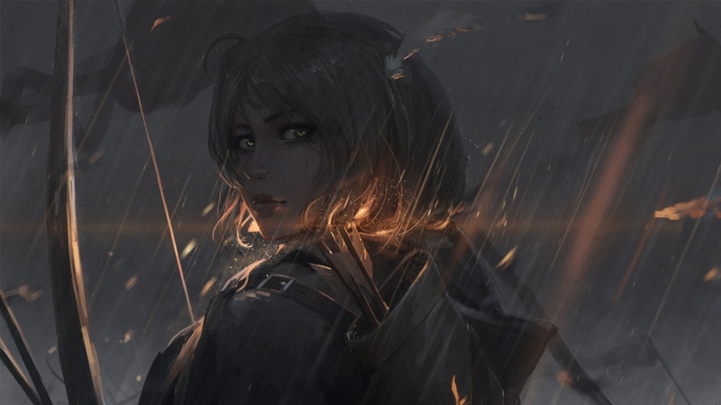 1080P, artwork, warrior, GUWEIZ, fantasy art, bow and arrow
