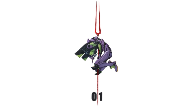 digital art, illustration, artwork, simple background, white background, minimalism, 1080P, numbers, Neon Genesis Evangelion, EVA Unit 01, Spear of Longinus
