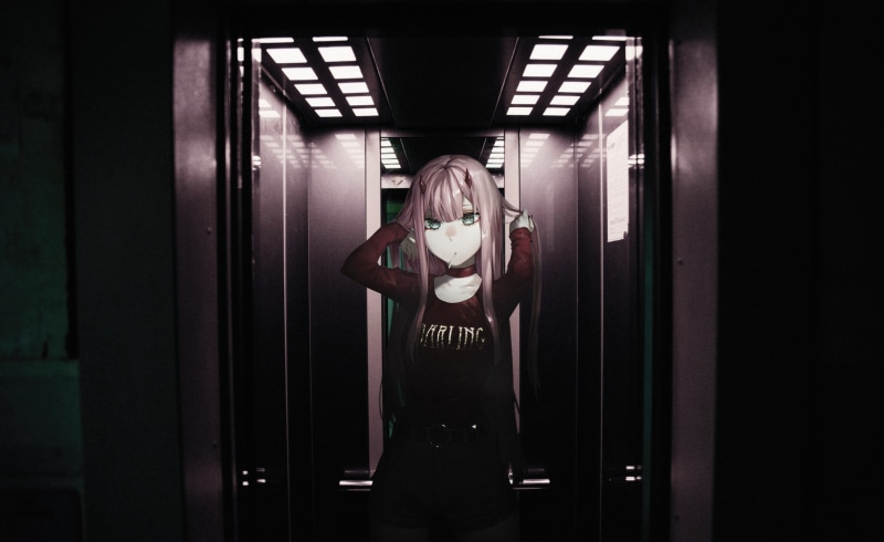 entrance, women, anime, three quarter length, Darling in the FranXX, leisure activity, adult, young adult, city, standing, young women, real people, door