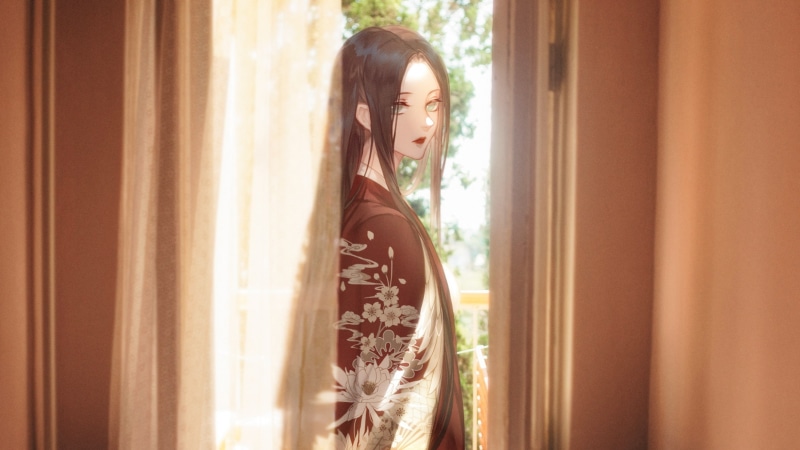 contemplation, sunlight, women, portrait, irl, day, brown hair, young adult, hairstyle, 1080P, lifestyles, standing, young women, looking, window, home interior