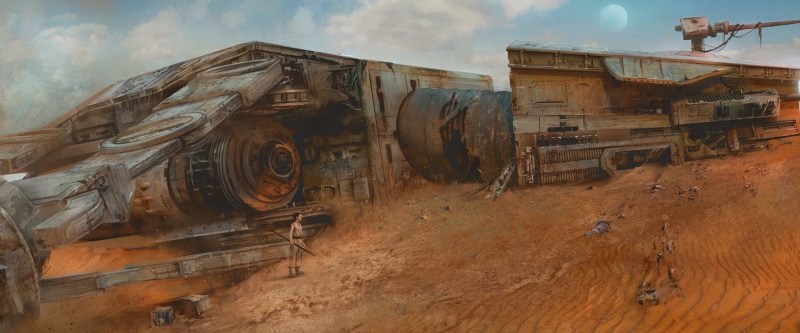 technology, land vehicle, damaged, environmental issues, mode of transportation, outdoors, history, cloud - sky, nature, sky, rusty, ruined, Star Wars: The Force Awakens
