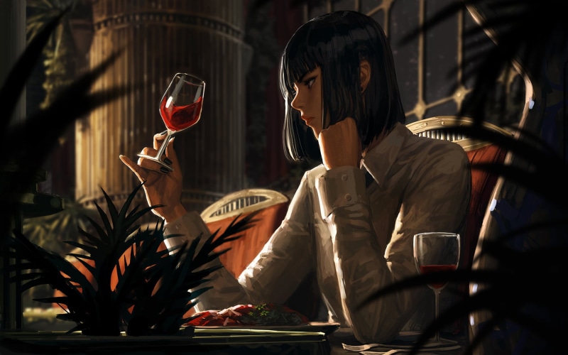 leaves, 720P, drawing, digital art, Bad guys, GUWEIZ, artwork