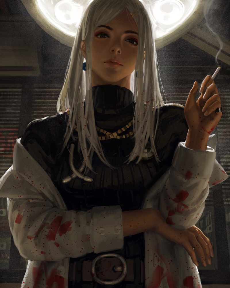 Bad guys, artwork, women, digital painting, smoking, GUWEIZ, 4K