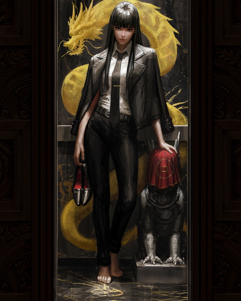 digital art, dragon, barefoot, portrait display, fictional character, GUWEIZ, drawing, 1080P, Bad guys, artwork