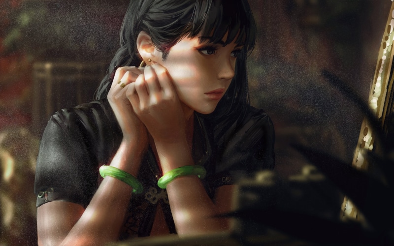 anime, original characters, anime girls, GUWEIZ, 4K, Bad guys
