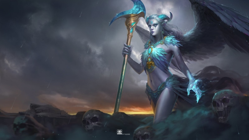 look, horns, magic, art, demoness, fantasy, 1080P, skull