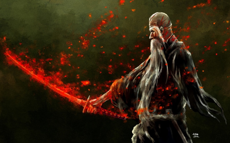 genryuusai, nanfe, wounds, blood, shigekuni, sword, weapon, scars, 1080P, bleach, man, magic, yamamoto, art