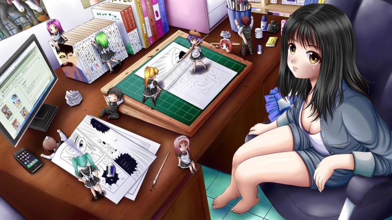 anime, musume, INDOORS, hot, room, art, Computers, girls, 1080P, hd, oekaki, x