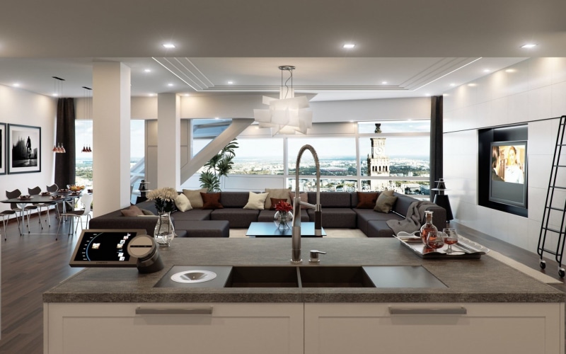 ceiling, absence, wealth, table, 1080P, home, lighting equipment, domestic room, indoors, sink, built structure, electric lamp, interior design, luxury