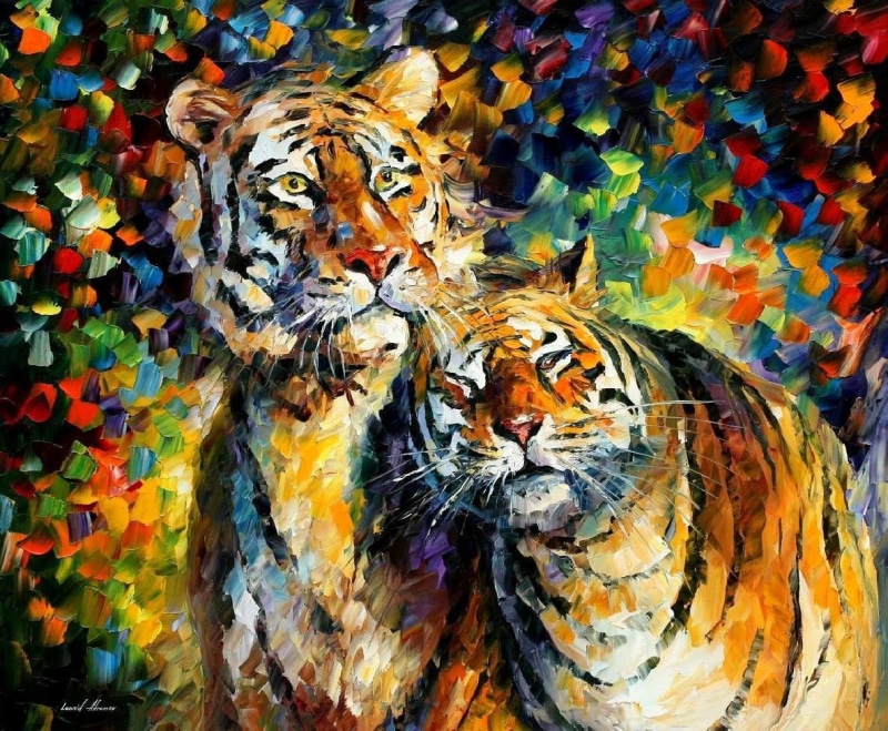 day, abstract, animal themes, animals, hairstyle, animal wildlife, wall - building feature, pattern, backgrounds, orange, indoors, Leonid Afremov, 480P
