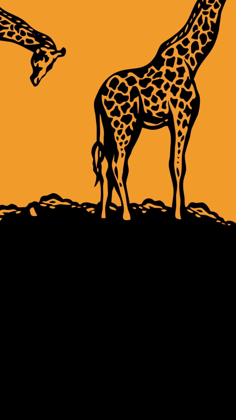 animals, colored background, herbivorous, animal, silhouette, one animal, minimalism, digital art, representation, orange, portrait display, sky, no people