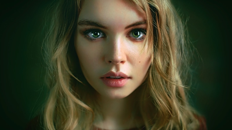 looking at camera, young women, women, human face, contemplation, front view, one person, brunette, beauty, pink, model, close-up, Anastasia Scheglova