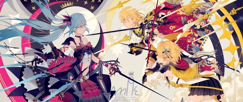 celebration, 5K, musician, Kagamine Rin, city, arts culture and entertainment, music, decoration, adult, low angle view, group of people, anime girls